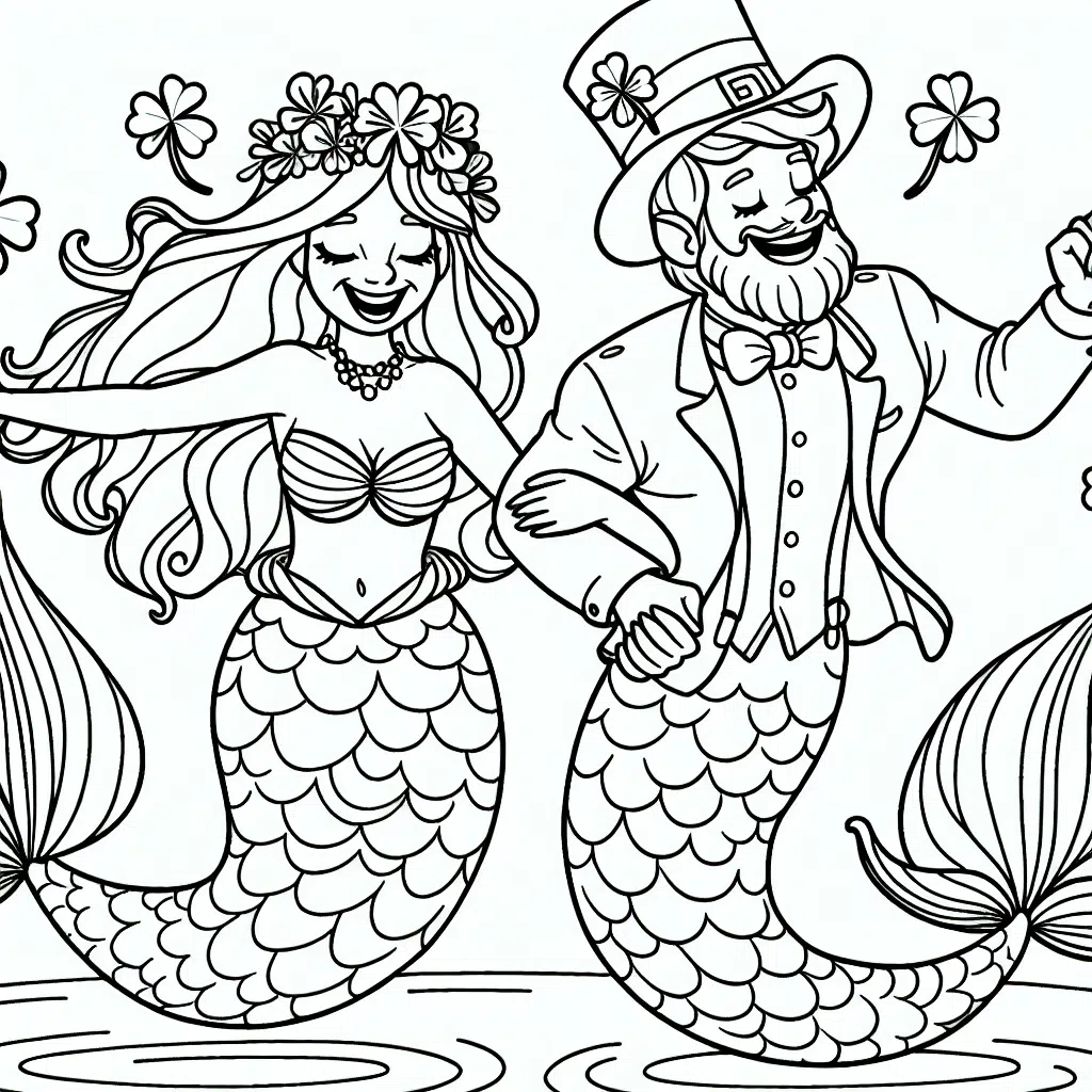 St Patrick's Day Mermaid coloring page