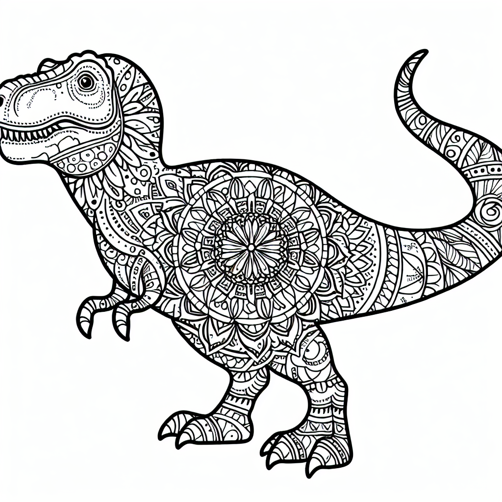 Mandala T-Rex coloring page