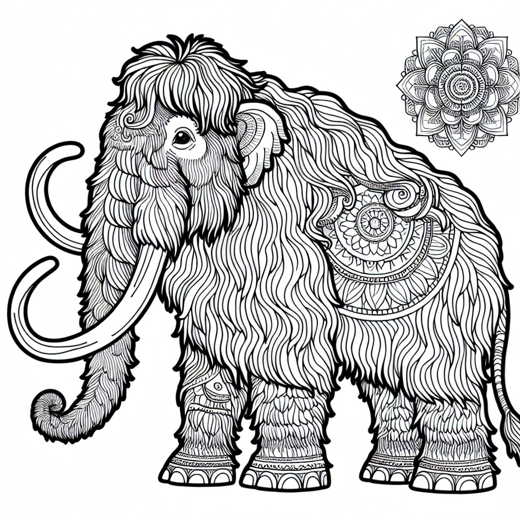 Mandala Woolly Mammoth coloring page