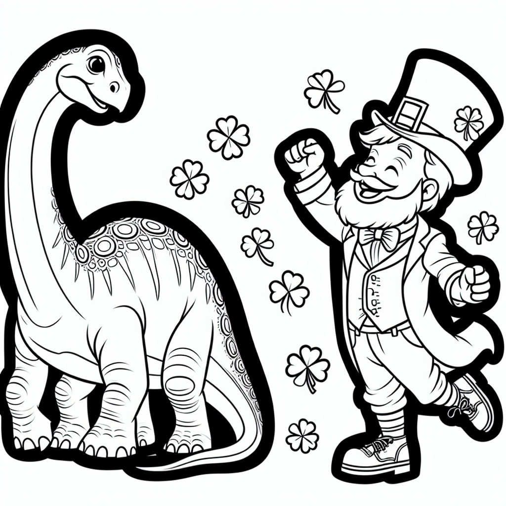 St Patrick’s Day Brachiosaurus coloring page