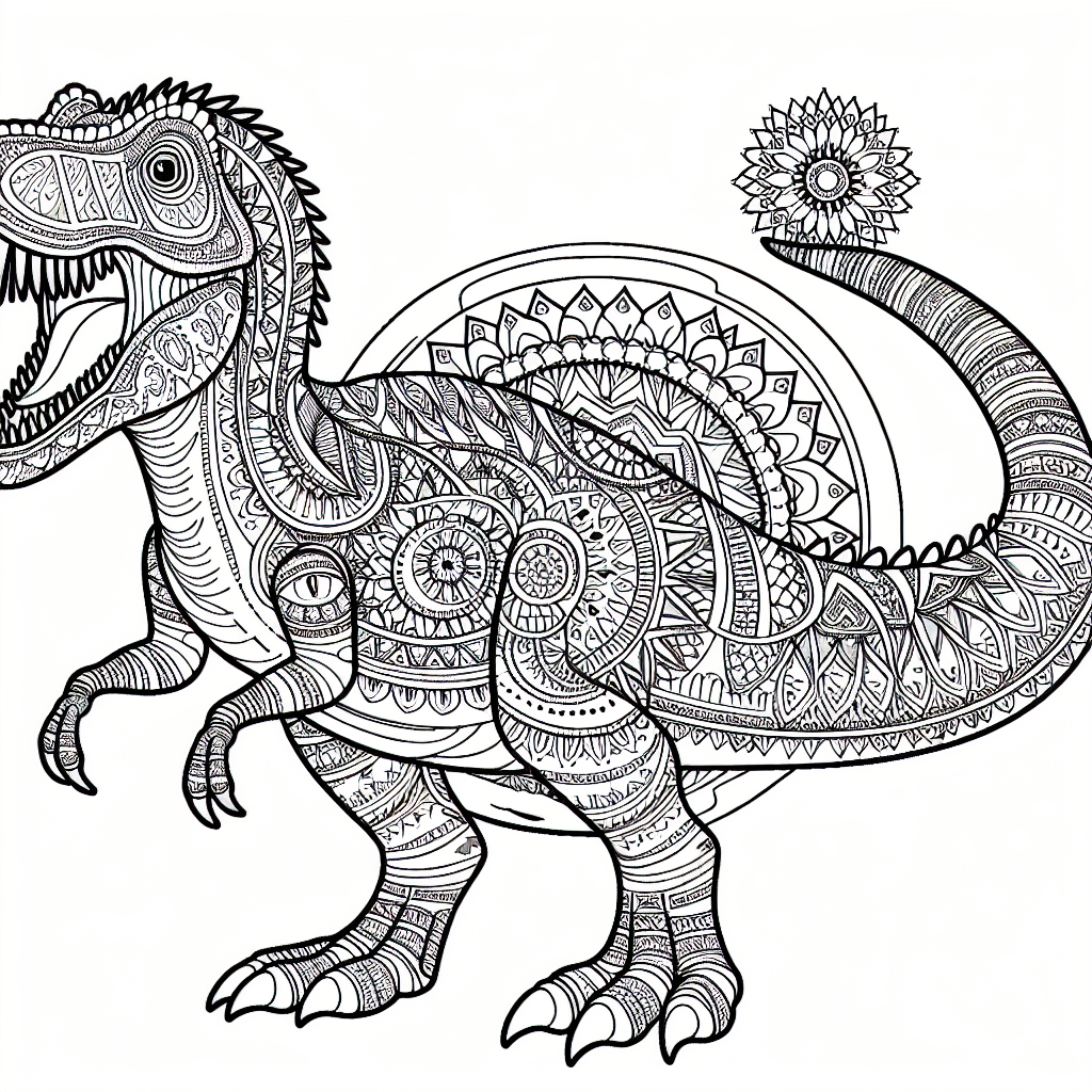 Mandala Carcharodontosaurus coloring page