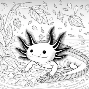 smiling axolotl coloring page