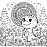 Mandala Baby Dinosaurs coloring page