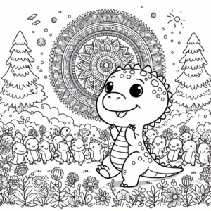 Mandala Baby Dinosaurs coloring page