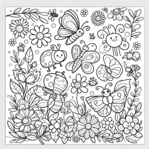 ladybugs and butterflies coloring page