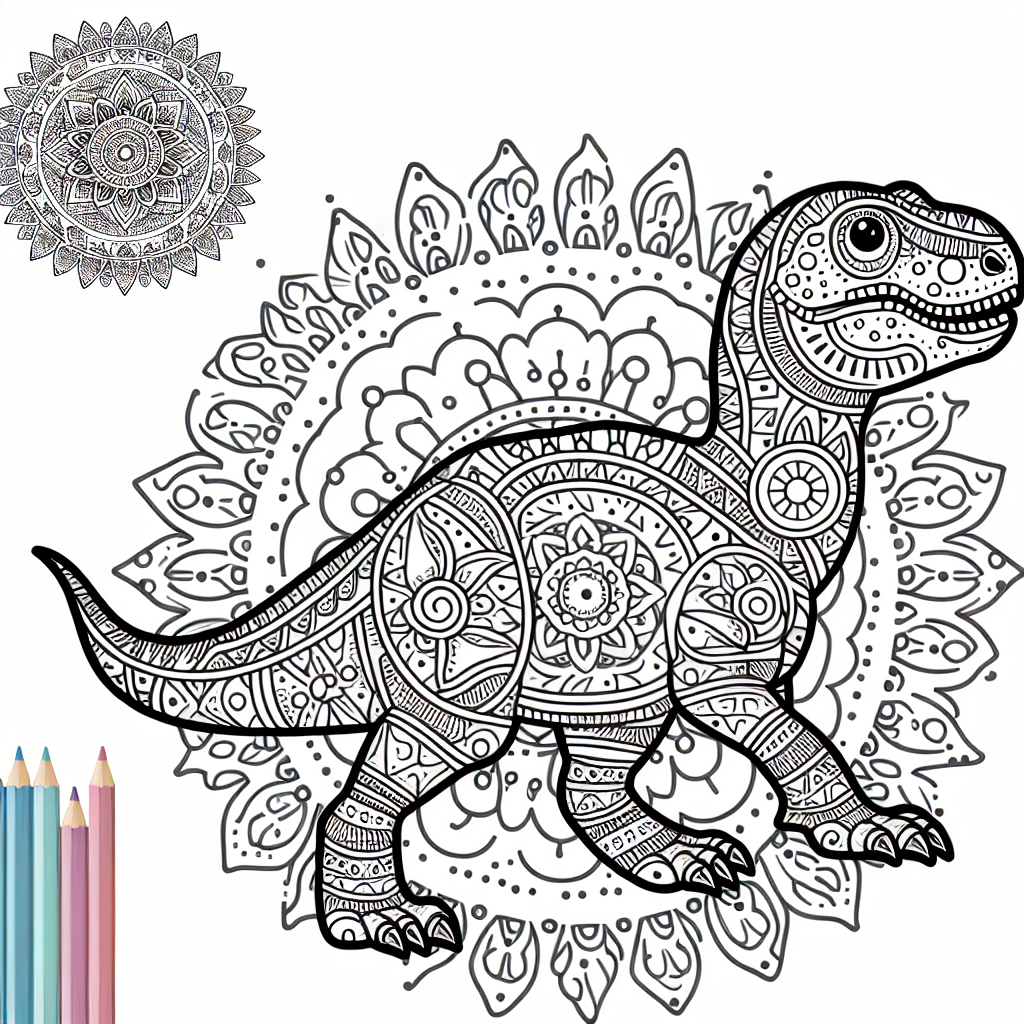 Mandala Allosaurus coloring page