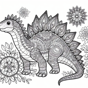 Mandala Stegosaurus coloring page