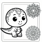 Mandala Baby Dinosaurs coloring page