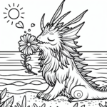 Beach Mythical Creature coloring page