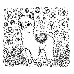 St Patricks Day Alpacas coloring page