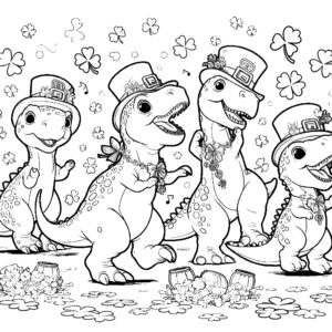 St Patricks Day Baby Dinosaurs Coloring page