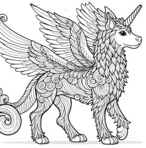 Wild Looking Unicorn Dog Hybrid Coloring Page