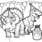 trcoeratops t-rex birthday coloring page