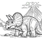 volcano triceratops coloring page