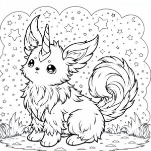 Unicorn Puppy under Starry Sky coloring page