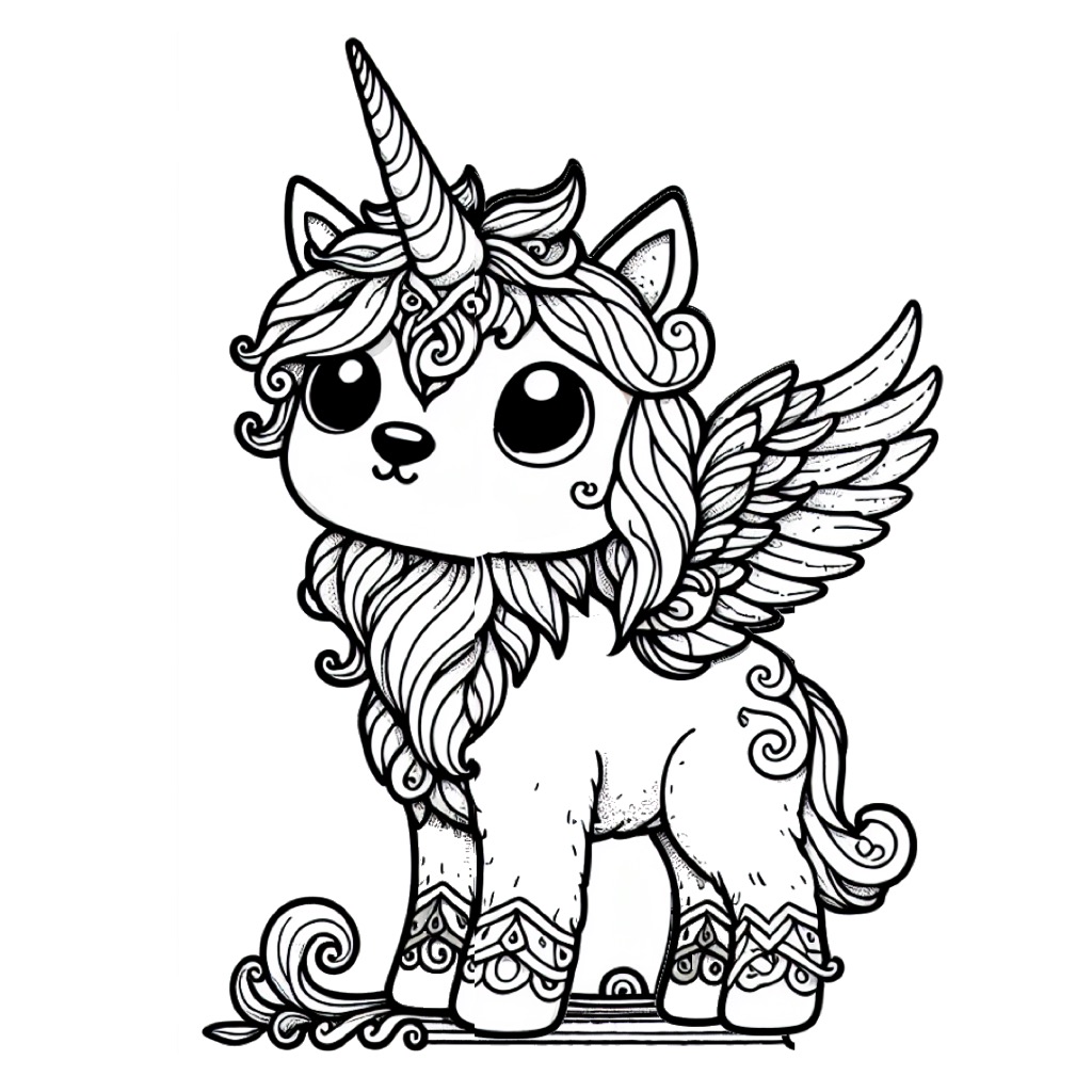 Patient Unicorn Puppy Coloring Page