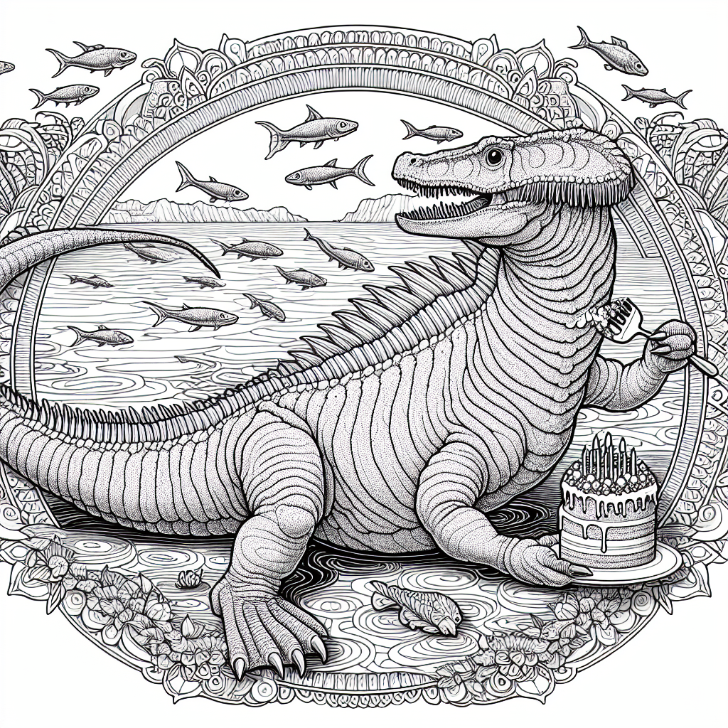 Mandala Kronosaurus coloring page