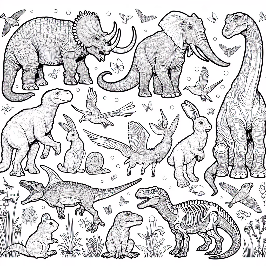Back to School Ancient Extinct Creatures coloring page